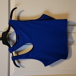 Shein size large royal blue crop tank with left shoulder cut out